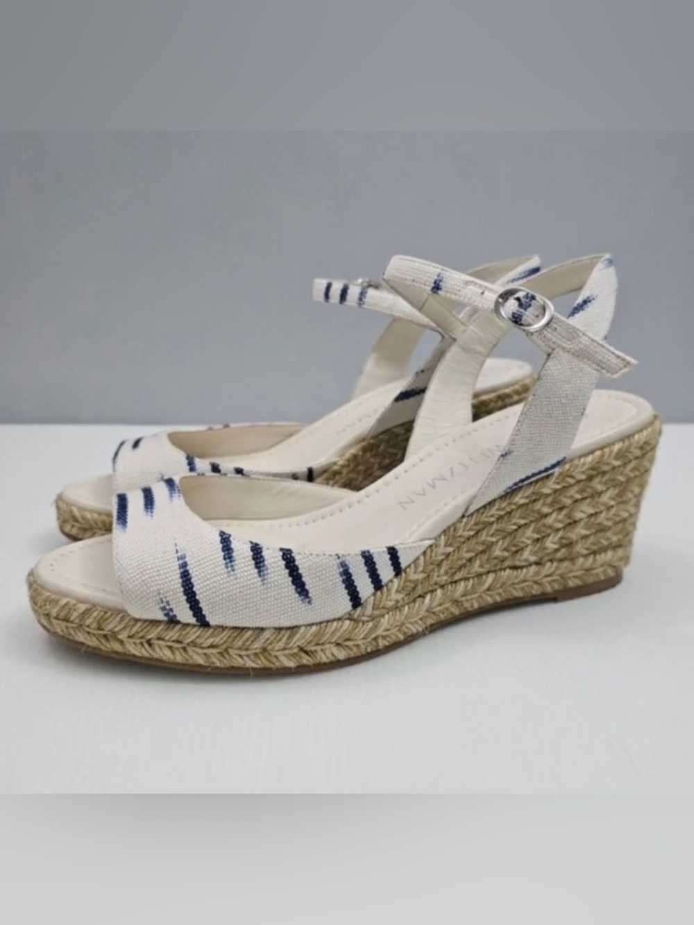 Stuart Weitzman | Women’s Cream Tia Espadrille Wedge Open Toe Sandals Heels Sz9B